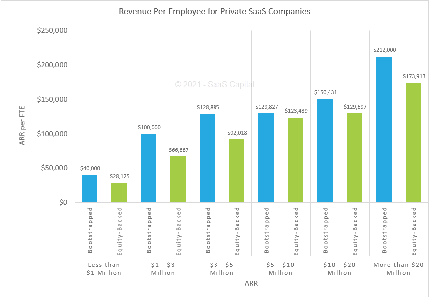 2021 Revenue Per Employee Benchmarks for Bootstrapped SaaS Companies